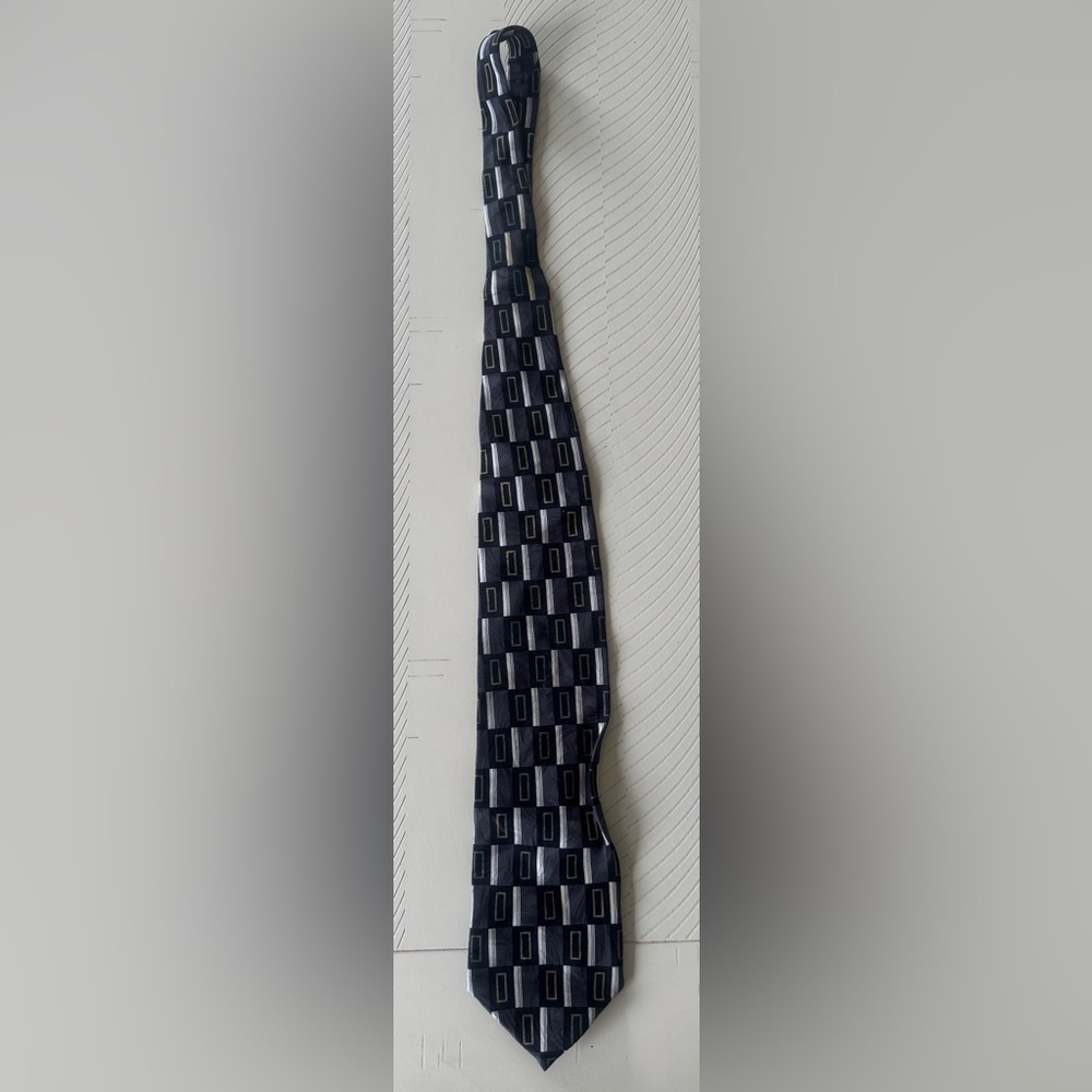 Paul Rodom Black and Gold 100% Silk Tie, Handmade in Italy.